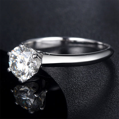 1CT Moissanite Classic Six-Prong Solitaire Ring - 925 Sterling Silver Engagement Ring