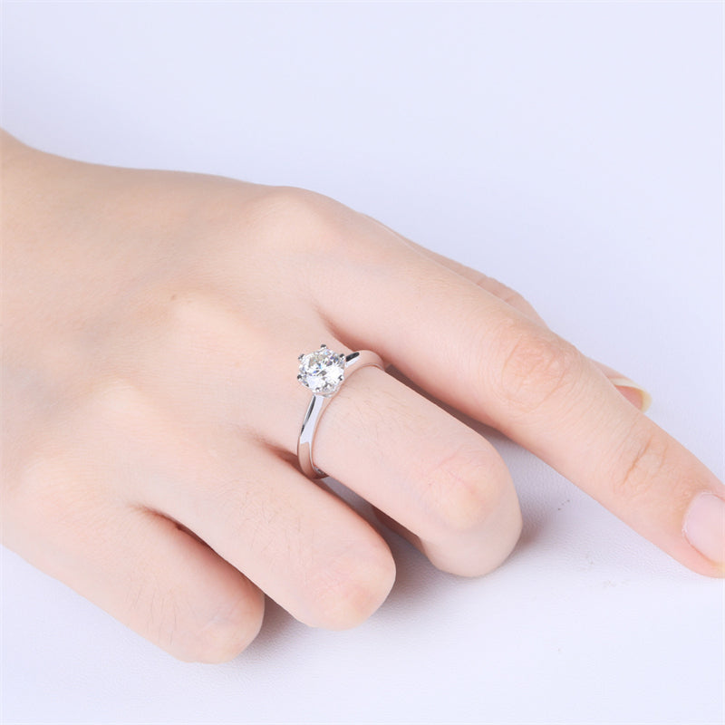 1CT Moissanite Classic Six-Prong Solitaire Ring - 925 Sterling Silver Engagement Ring