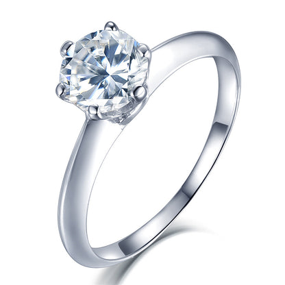 1CT Moissanite Classic Six-Prong Solitaire Ring - 925 Sterling Silver Engagement Ring