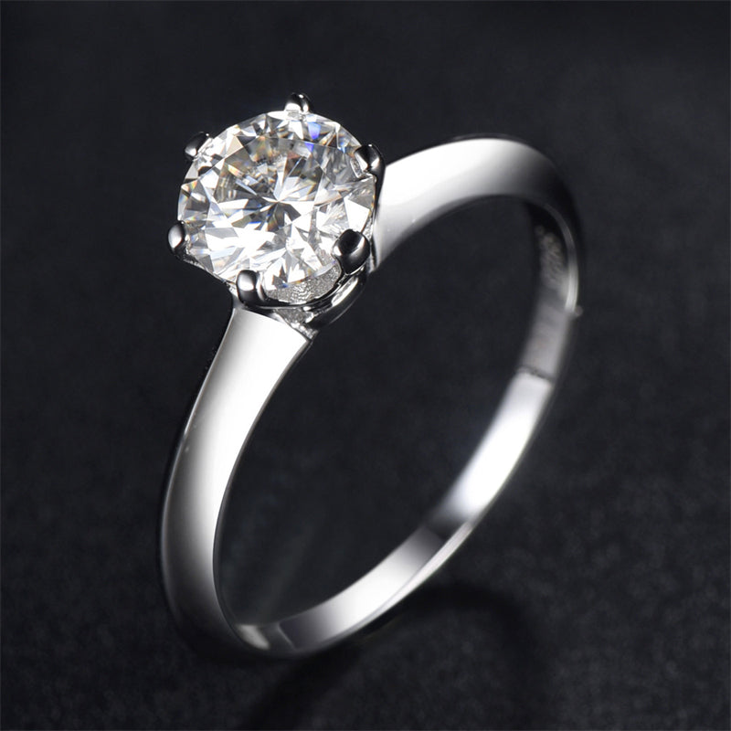 1CT Moissanite Classic Six-Prong Solitaire Ring - 925 Sterling Silver Engagement Ring