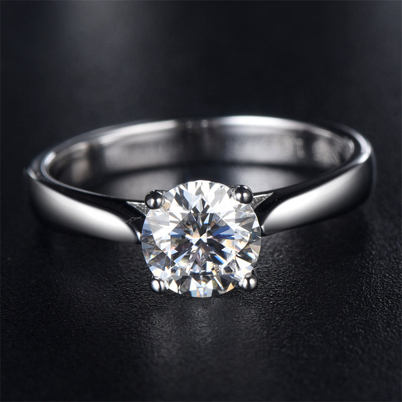 1CT Moissanite Four-Prong Solitaire Ring - 925 Sterling Silver Minimalist Engagement Ring