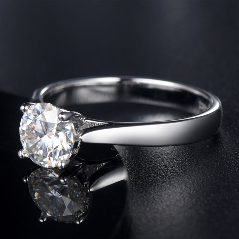 1CT Moissanite Four-Prong Solitaire Ring - 925 Sterling Silver Minimalist Engagement Ring