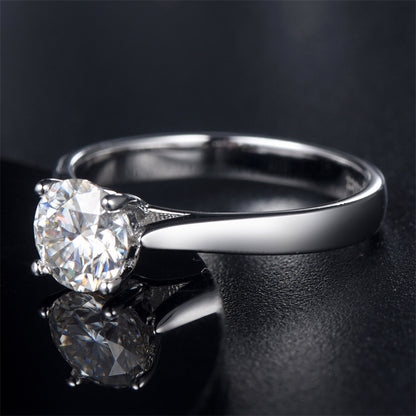 1CT Moissanite Four-Prong Solitaire Ring - 925 Sterling Silver Minimalist Engagement Ring