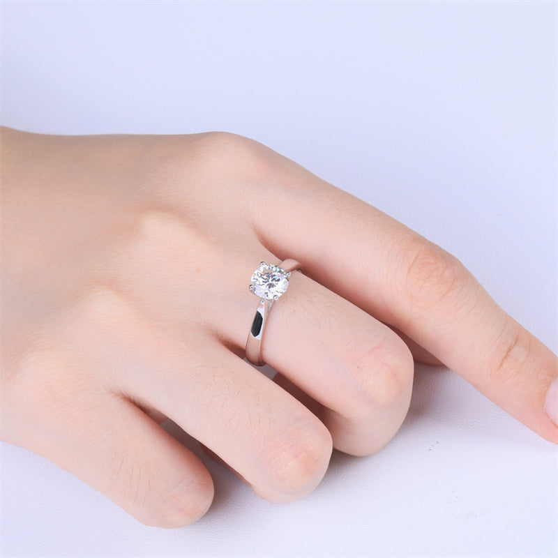 1CT Moissanite Four-Prong Solitaire Ring - 925 Sterling Silver Minimalist Engagement Ring