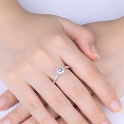 1CT Moissanite Four-Prong Solitaire Ring - 925 Sterling Silver Minimalist Engagement Ring