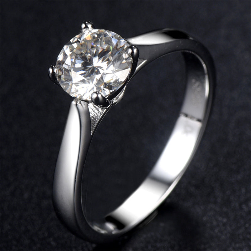 1CT Moissanite Four-Prong Solitaire Ring - 925 Sterling Silver Minimalist Engagement Ring