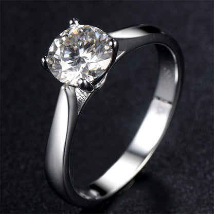 1CT Moissanite Four-Prong Solitaire Ring - 925 Sterling Silver Minimalist Engagement Ring