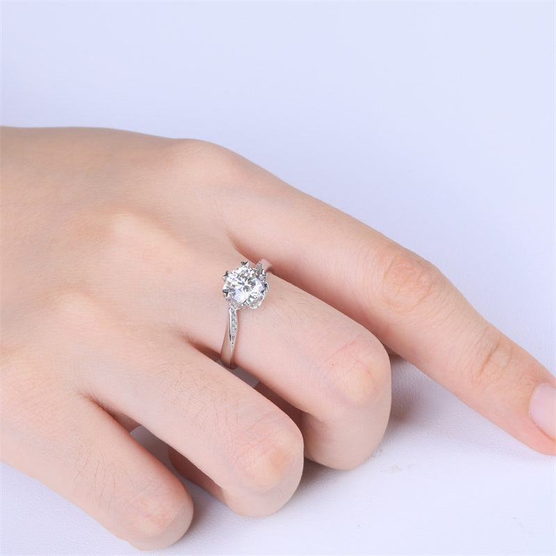 1CT Moissanite Snowflake Knot Engagement Ring - 925 Sterling Silver Twist Shank Solitaire