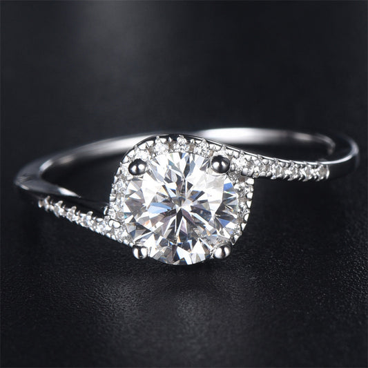 1CT Moissanite Twist Shank Eternity Ring - 925 Sterling Silver Diamond Simulant Band