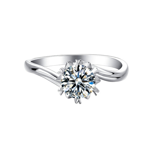 1CT Snowflake Moissanite Ring - 925 Sterling Silver Straight Band Engagement Ring