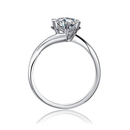 1CT Snowflake Moissanite Ring - 925 Sterling Silver Straight Band Engagement Ring