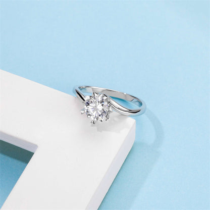 1CT Snowflake Moissanite Ring - 925 Sterling Silver Straight Band Engagement Ring