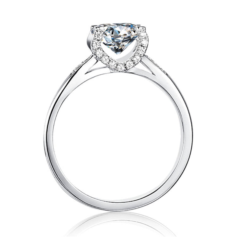 1 Carat Bullhead Four-Prong Moissanite Engagement Ring - 925 Sterling Silver Wedding Jewelry