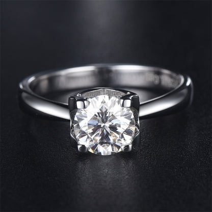 1 Carat D Color Moissanite Bullhead Ring - 925 Sterling Silver Secure Setting Engagement Jewelry