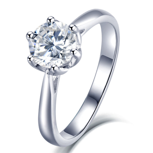 1 Carat D Color Moissanite Engagement Ring - 925 Sterling Silver Classic Solitaire Jewelry