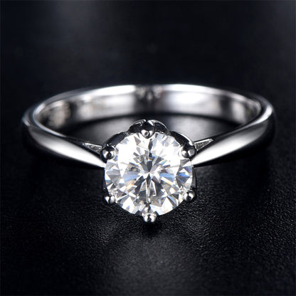 1 Carat D Color Moissanite Engagement Ring - 925 Sterling Silver Classic Solitaire Jewelry