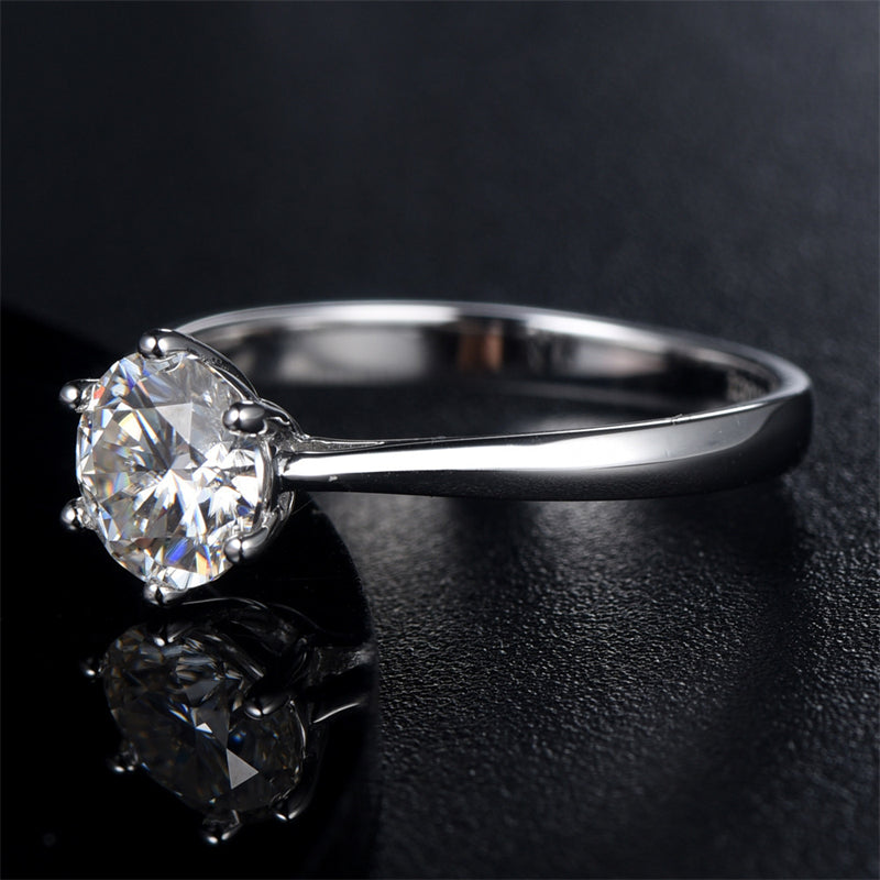 1 Carat D Color Moissanite Engagement Ring - 925 Sterling Silver Classic Solitaire Jewelry