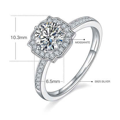 1 Carat D Color Moissanite Engagement Ring - 925 Sterling Silver Four-Prong Solitaire