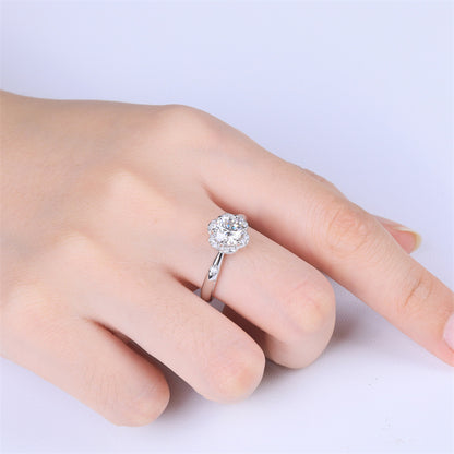 1 Carat D Color Moissanite Floral Ring - 925 Sterling Silver Diamond Accent Engagement Jewelry