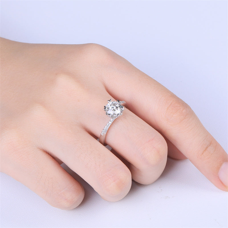 1 Carat D Color Moissanite Snowflake Ring - 925 Sterling Silver Twisted Band Eternity Jewelry with GRA Certificate