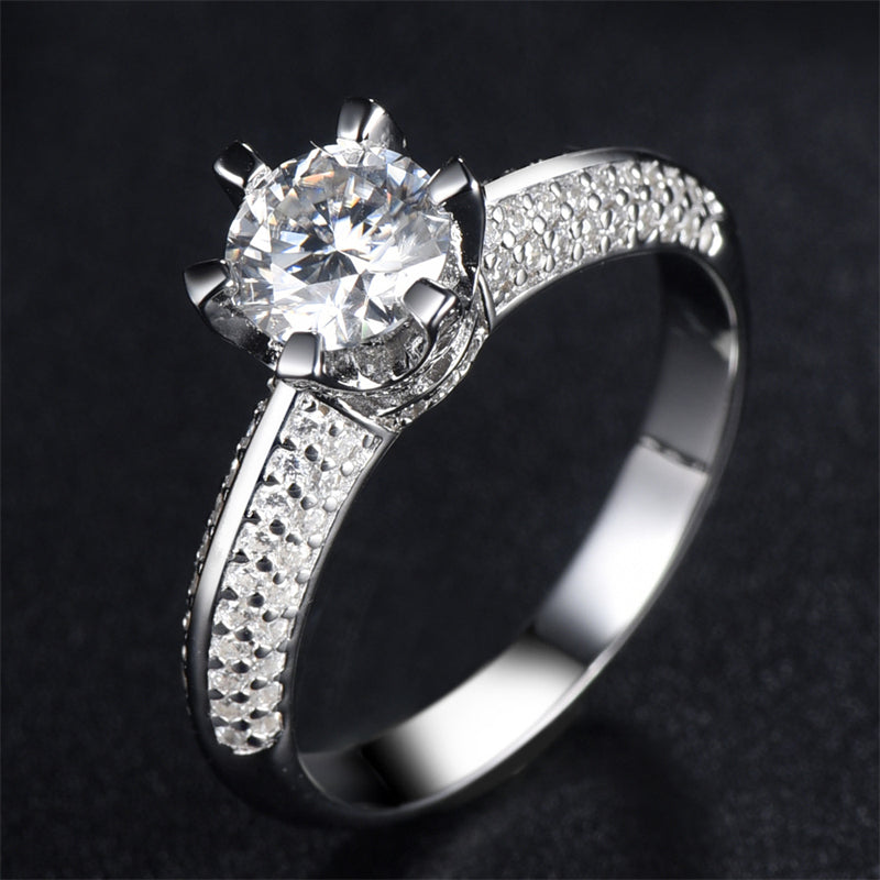 1 Carat D Color Moissanite Solitaire Ring - 925 Sterling Silver Six-Prong Engagement Ring