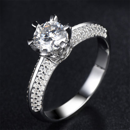 1 Carat D Color Moissanite Solitaire Ring - 925 Sterling Silver Six-Prong Engagement Ring