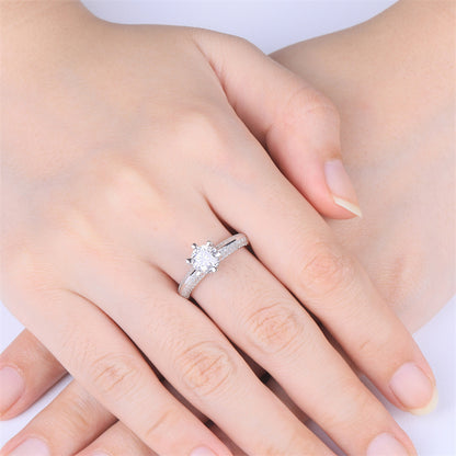 1 Carat D Color Moissanite Solitaire Ring - 925 Sterling Silver Six-Prong Engagement Ring