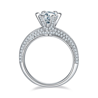 1 Carat D Color Moissanite Solitaire Ring - 925 Sterling Silver Six-Prong Floral Engagement Ring