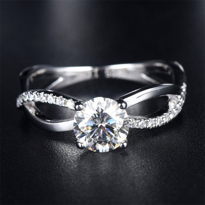 1 Carat D Color Moissanite Waistline Ring - 925 Sterling Silver Modern Engagement Jewelry