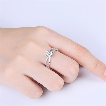 1 Carat D Color Moissanite Waistline Ring - 925 Sterling Silver Modern Engagement Jewelry