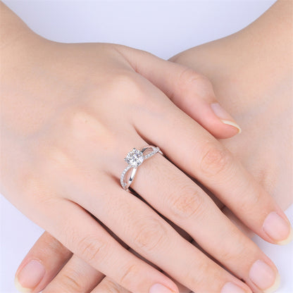 1 Carat D Color Moissanite Waistline Ring - 925 Sterling Silver Modern Engagement Jewelry