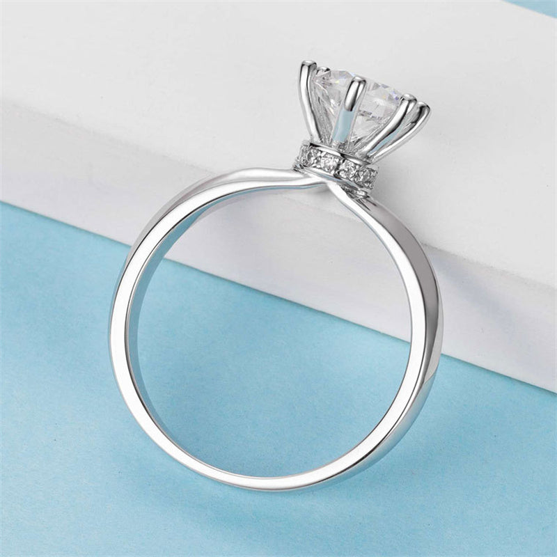 1 Carat Moissanite Six-Prong Engagement Ring - 925 Sterling Silver Classic Solitaire