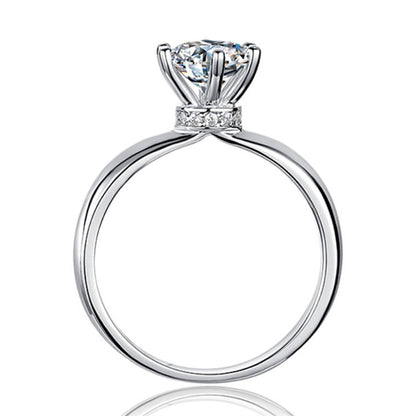 1 Carat Moissanite Six-Prong Engagement Ring - 925 Sterling Silver Classic Solitaire