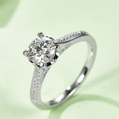 1 Carat Moissanite Solitaire Ring - 925 Sterling Silver Minimalist Engagement Jewelry