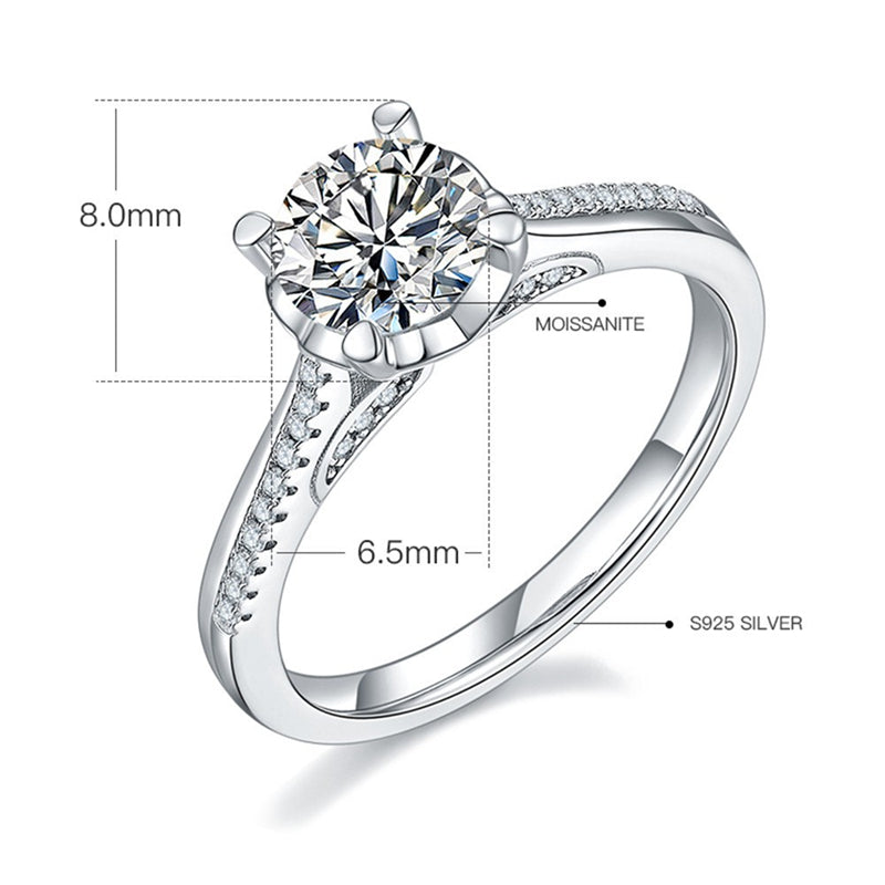 1 Carat Moissanite Solitaire Ring - 925 Sterling Silver Minimalist Engagement Jewelry