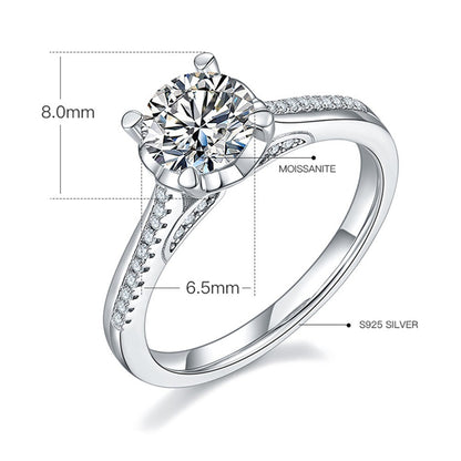 1 Carat Moissanite Solitaire Ring - 925 Sterling Silver Minimalist Engagement Jewelry