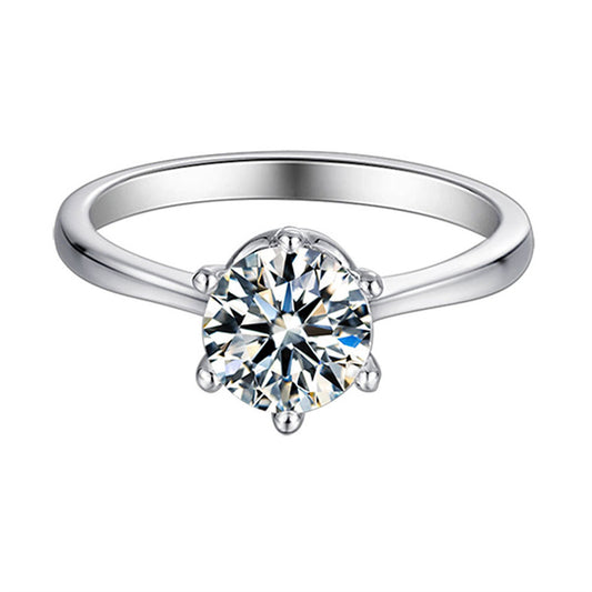 1 Carat Moissanite Solitaire Ring - 925 Sterling Silver Minimalist Engagement Ring