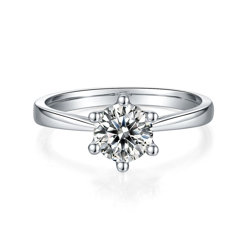 1 Carat Moissanite Solitaire Ring - 925 Sterling Silver Minimalist Wedding Band