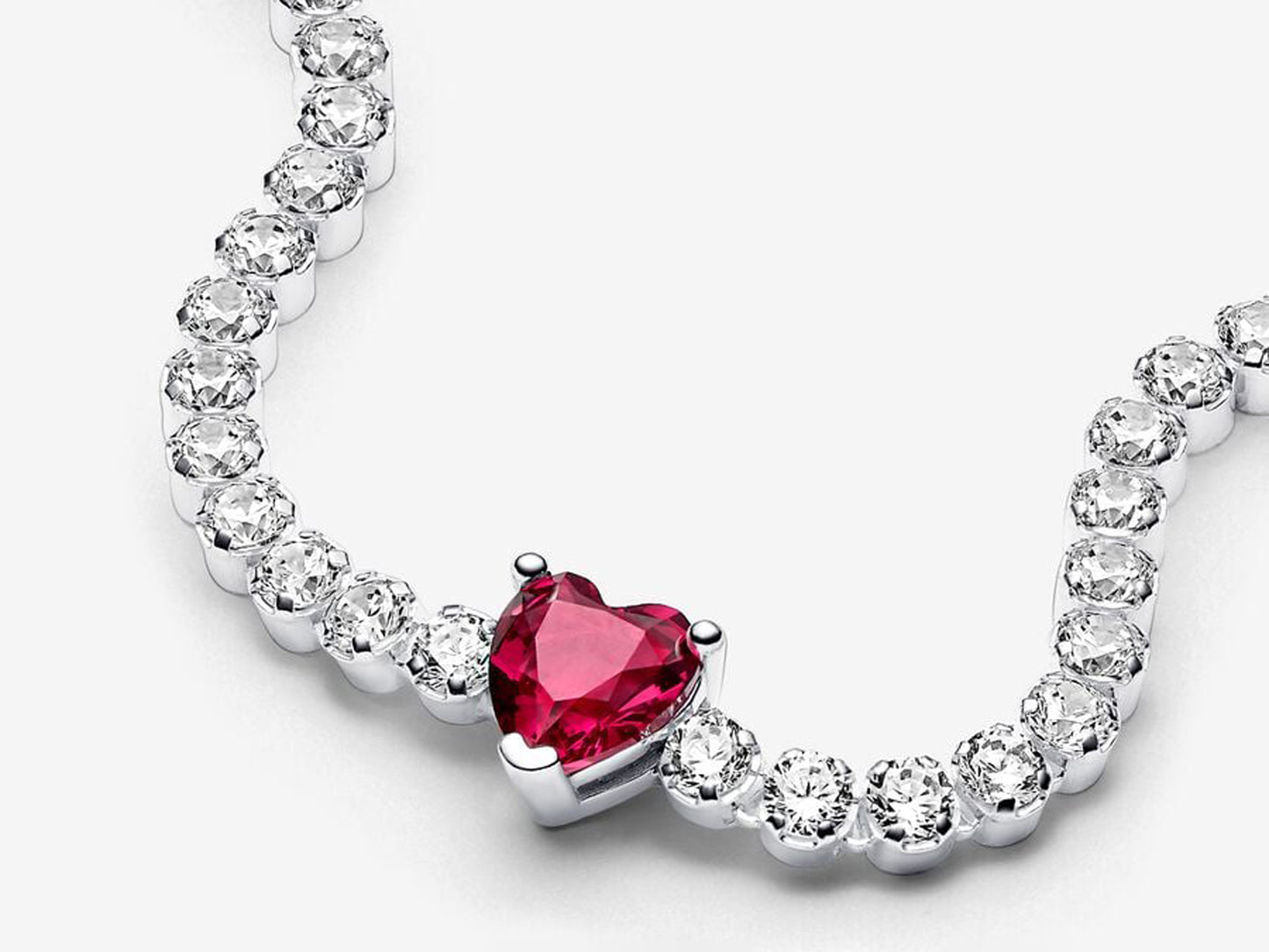 Red Sparkling Heart Tennis Bracelet