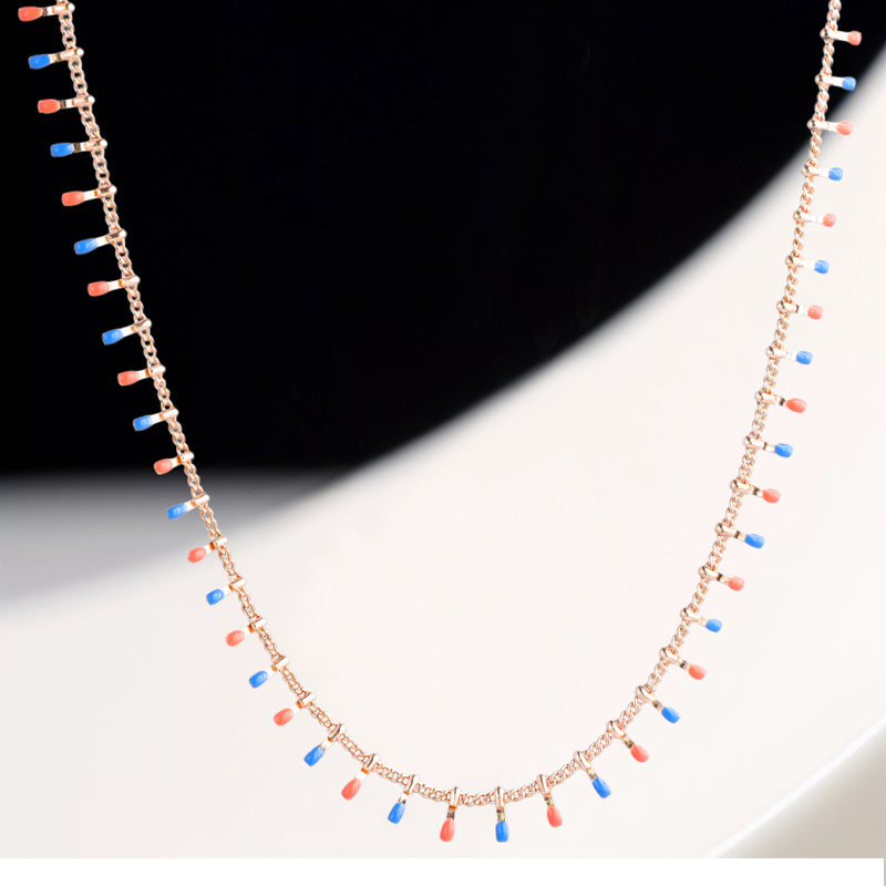 Rose Gold Chopin Chain Necklace with Tassel