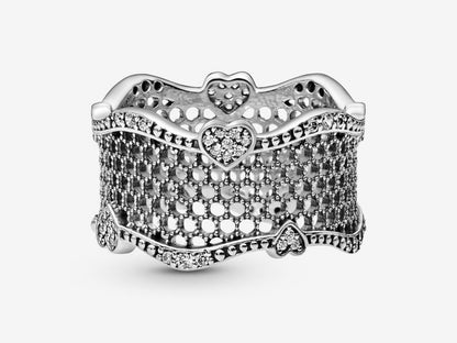 Pavé Hearts Lace Ring