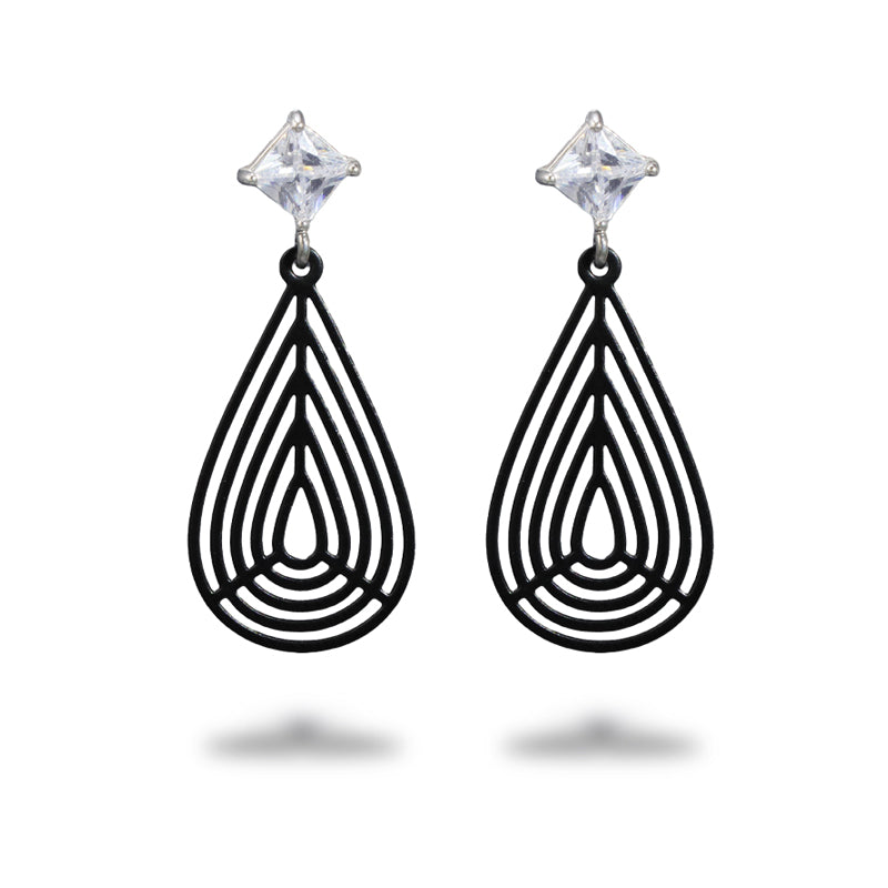 Classic Black Teardrop Earrings - Symmetrical and Asymmetrical Design