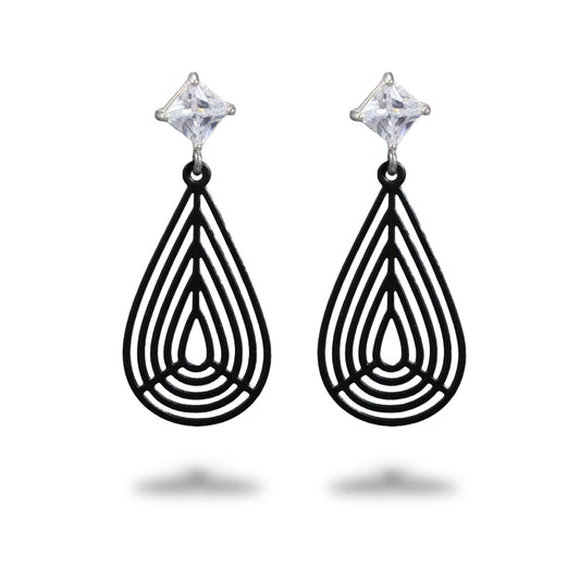 Classic Black Teardrop Earrings - Symmetrical and Asymmetrical Design