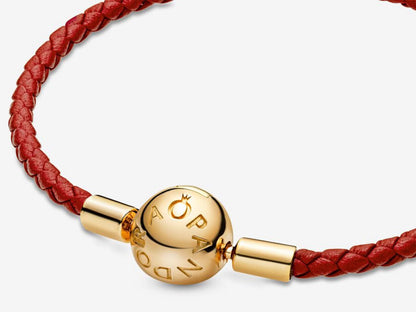 Red Woven Leather Bracelet