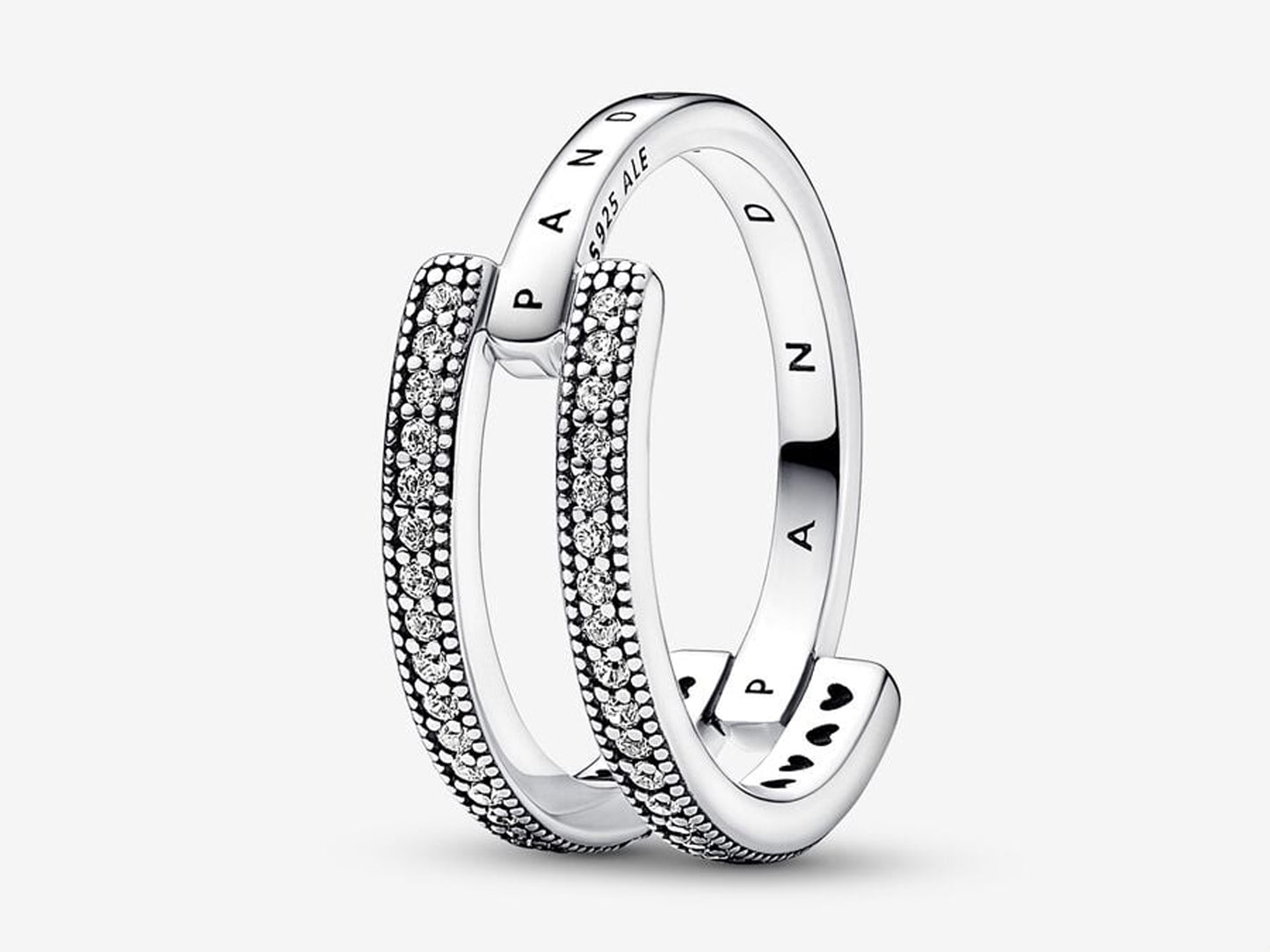 Logo & Pavé Double Band Ring