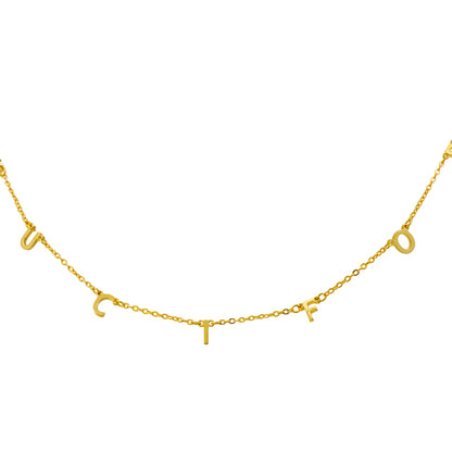 Gold Copper Alloy O-Chain Necklace with Letter Pendant