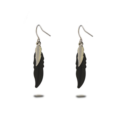 Vintage Black Copper Leaf Multi-Layered Earrings