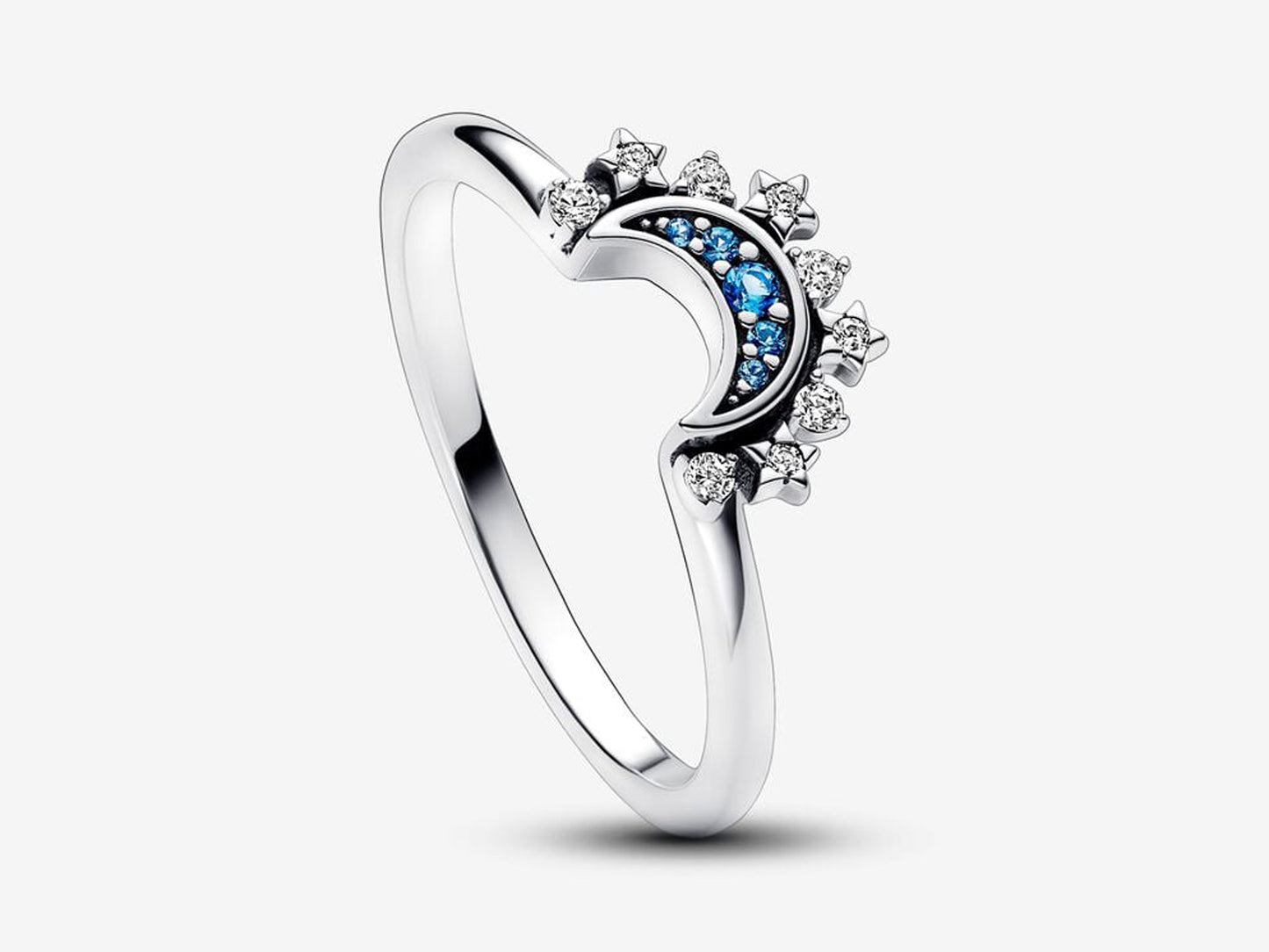 Celestial Blue Sparkling Moon Ring