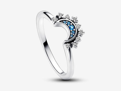 Celestial Blue Sparkling Moon Ring
