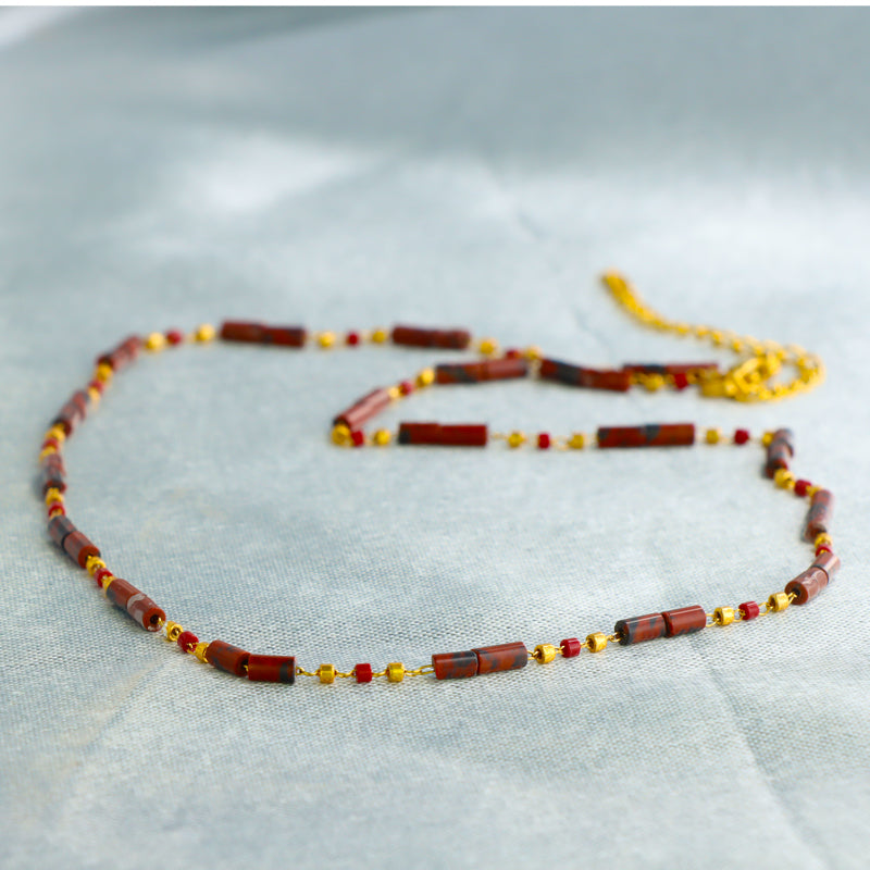 O-Chain Necklace with Unique Rice Bead Design